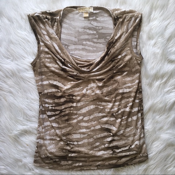 Michael Kors Tops - Michael Kors Neutral Animal Print Drape Neck Top Michael Kors Tops - Michael Kors Neutral Animal Print Drape Neck Top